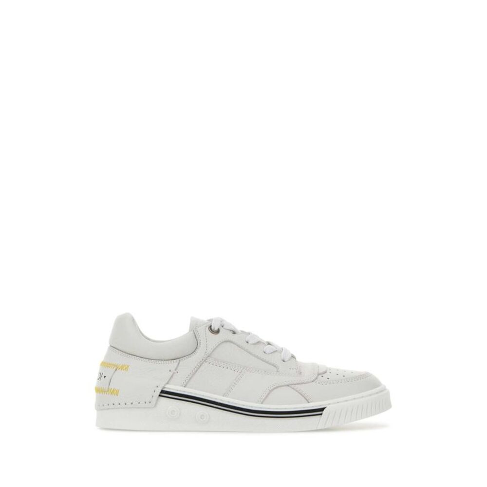 Fendi Women Chalk Leather Fender Sneakers